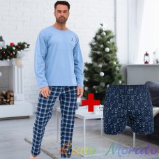 Cornette 308/250 Пижама муж. футб.длин.рук. брюки M синий City