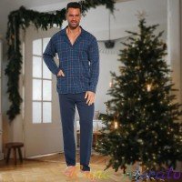 Cornette 114/65 Піжама чоловіча футболка довгий рукав + штани XXL синій