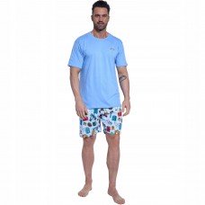 Cornette 308/250 Пижама муж. футб.длин.рук. брюки M синий City