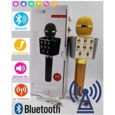Бездротовий мікрофон караоке ws-1688 Wster Блютуз Bluetooth динаміком Gold Жовтий