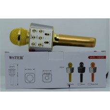 Бездротовий мікрофон караоке ws-1688 Wster Блютуз Bluetooth динаміком Gold Жовтий