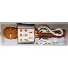 Бездротовий мікрофон караоке ws-1688 Wster Блютуз Bluetooth динаміком Rose Gold рожевий