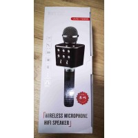 Бездротовий мікрофон караоке ws-1688 Wster Блютуз Bluetooth динаміком Rose Gold рожевий