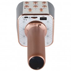 Бездротовий мікрофон караоке ws-1688 Wster Блютуз Bluetooth динаміком Rose Gold рожевий