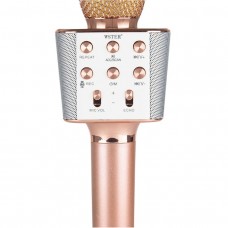 Бездротовий мікрофон караоке ws-1688 Wster Блютуз Bluetooth динаміком Rose Gold рожевий