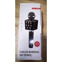 Бездротовий мікрофон караоке ws-1688 Wster Блютуз Bluetooth динаміком Rose Gold рожевий