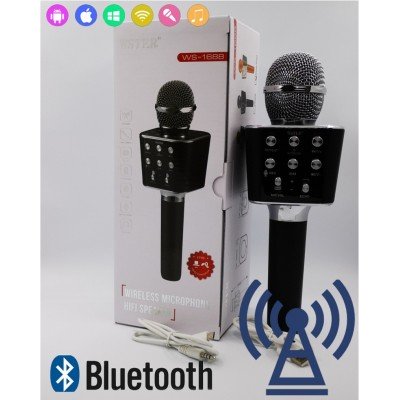 Беспроводной микрофон караоке ws-1688 Wsterс колонкой Блютуз Bluetooth динамиком Black Черный