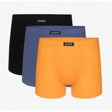 Мужские трусы шорты Atlantic, набор из 3 шт., хлопок, черные + желтые + серо-голубые, 3SMH-048 M