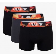 Мужские трусы-шорты Atlantic, набор из 3 шт., хлопок, черные + графит, 3MH-164 M