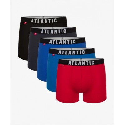 Мужские трусы шорты Atlantic, набор из 5 шт., хлопок, графит + черные + красные + голубые + бирюзовые, 5SMH-004 M
