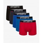 Мужские трусы шорты Atlantic, набор из 5 шт., хлопок, графит + черные + красные + голубые + бирюзовые, 5SMH-004 M