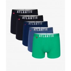 Мужские трусы шорты Atlantic, набор из 5 шт., хлопок, темно-синие + серо-голубые + зеленые + темно-голубые, 5SMH-004 XL